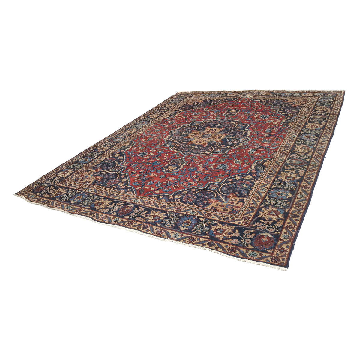 Fasa Antique Tabriz 3547 Burgundy Navy Traditional Antique Rug