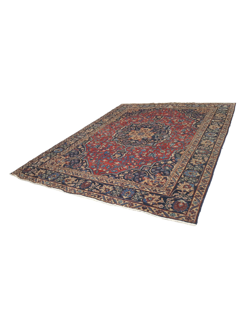 Fasa Antique Tabriz 3547 Burgundy Navy Traditional Antique Rug