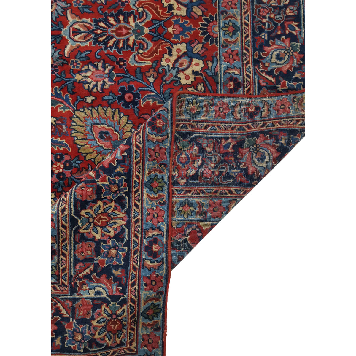 Fasa Antique Tabriz 3548 Burgundy Indigo Traditional Antique Rug