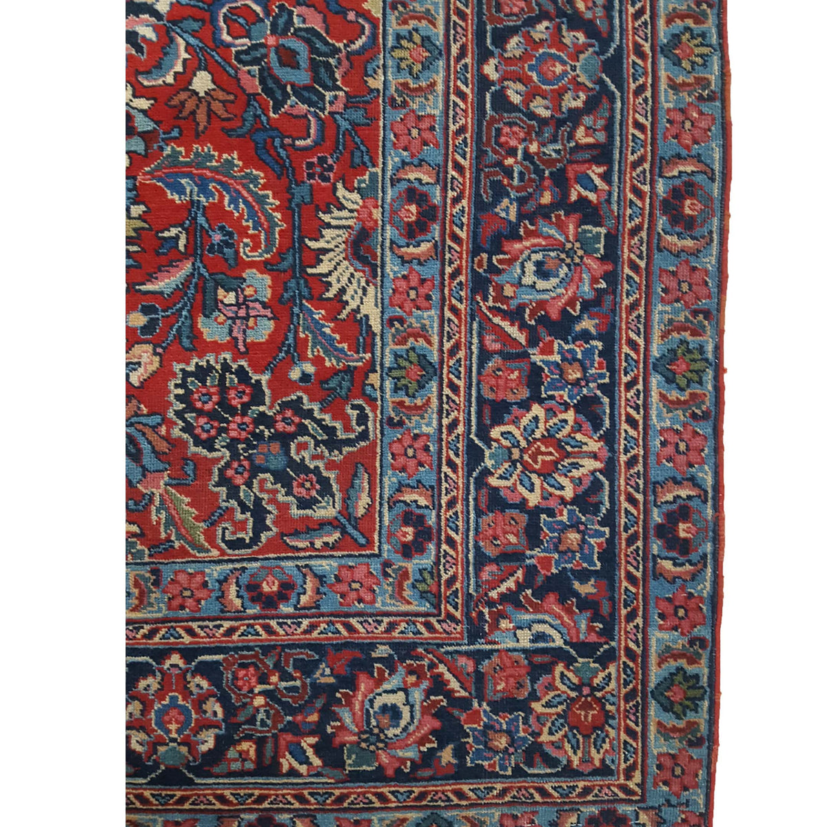 Fasa Antique Tabriz 3548 Burgundy Indigo Traditional Antique Rug