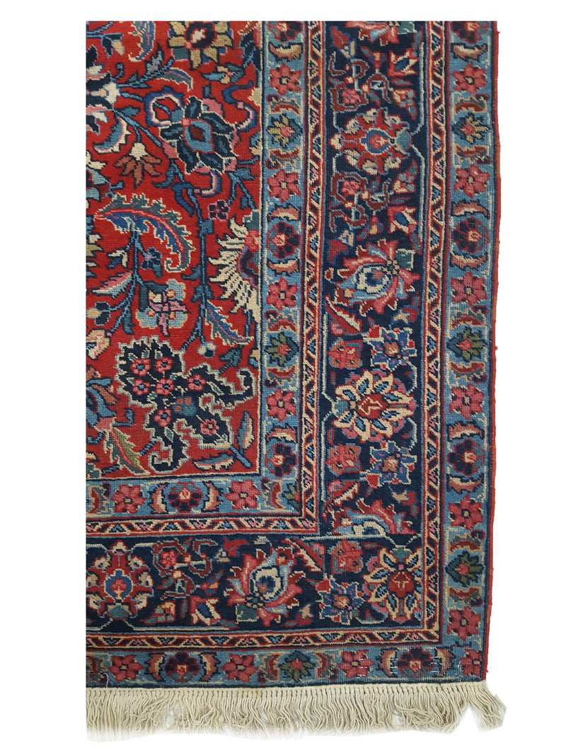 Fasa Antique Tabriz 3548 Burgundy Indigo Traditional Antique Rug