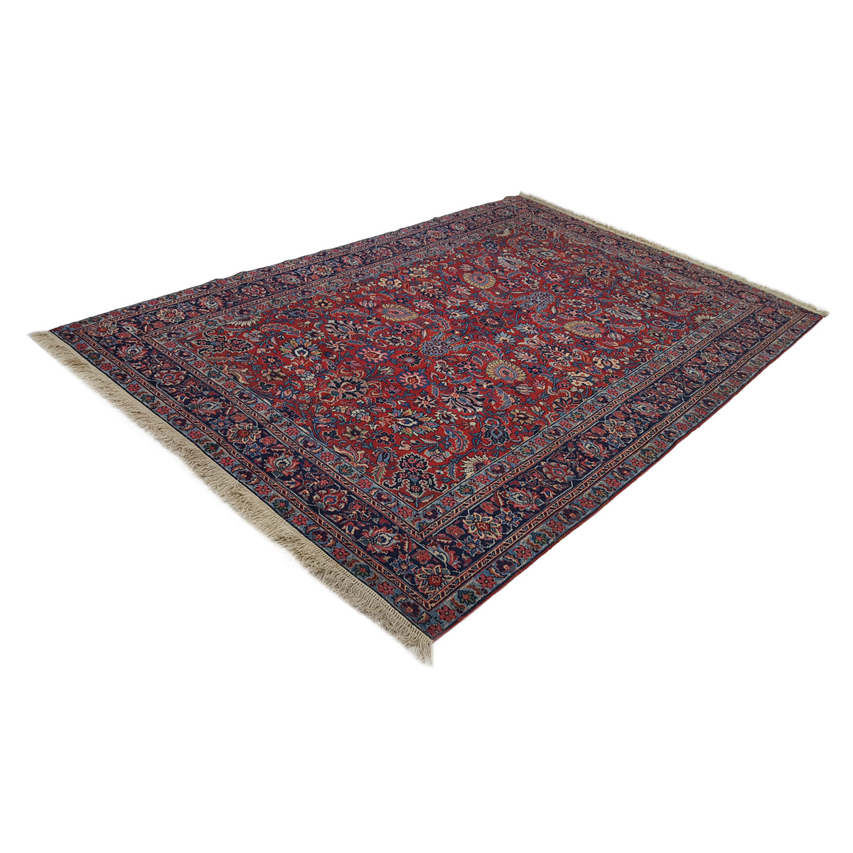 Fasa Antique Tabriz 3548 Burgundy Indigo Traditional Antique Rug
