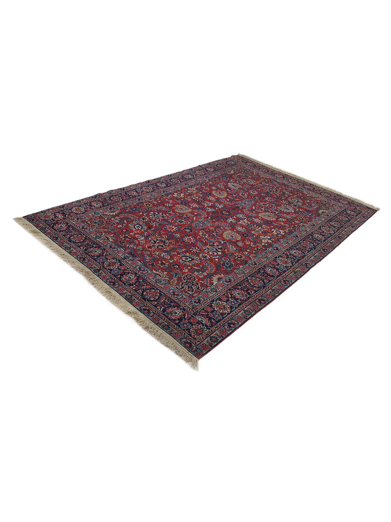 Fasa Antique Tabriz 3548 Burgundy Indigo Traditional Antique Rug