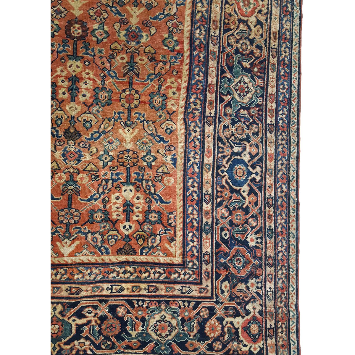 Fasa Antique Mahal 3552 Coral Indigo Traditional Antique Rug