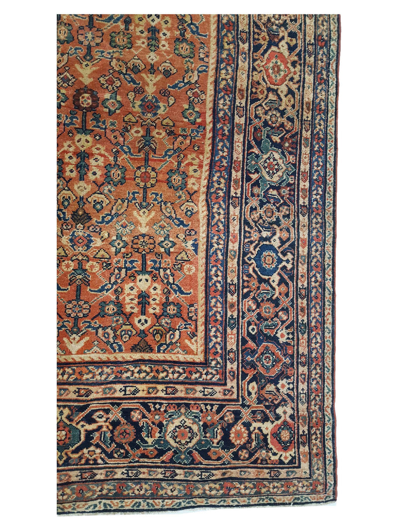 Fasa Antique Mahal 3552 Coral Indigo Traditional Antique Rug
