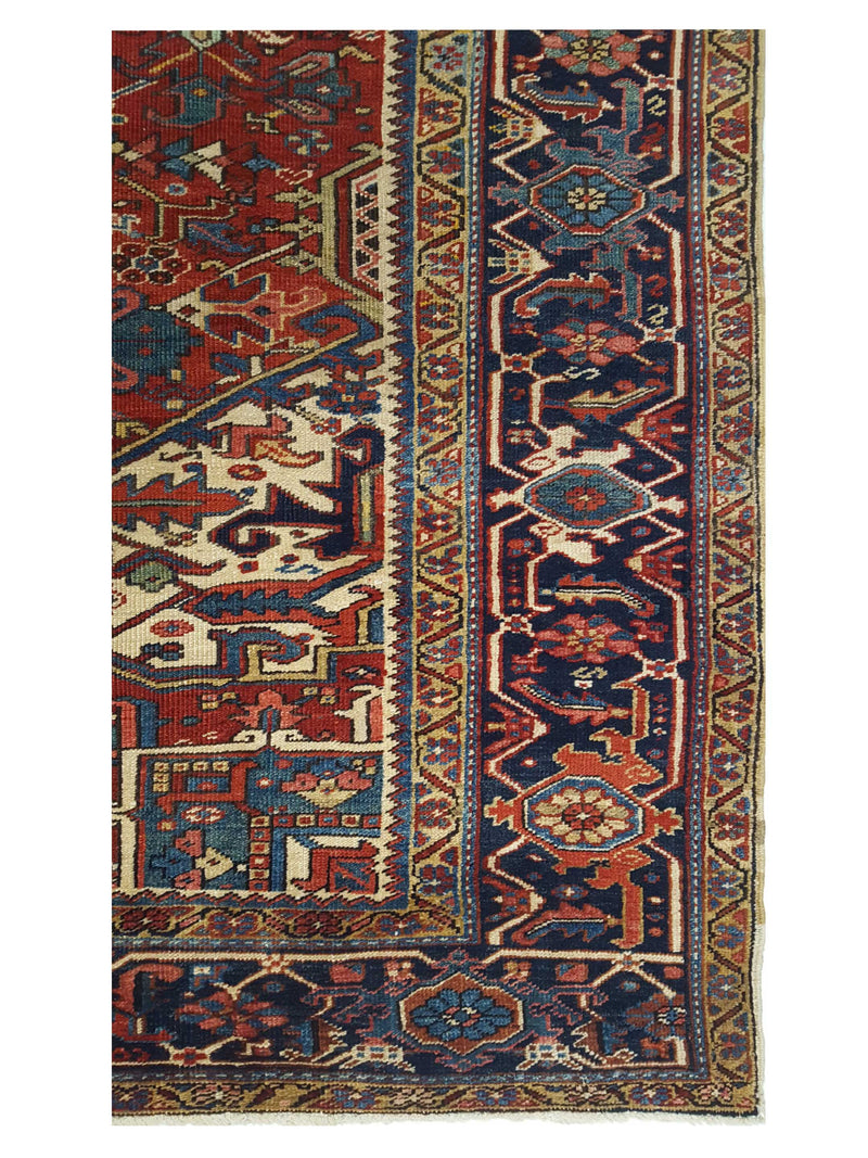 Fasa Antique Heriz 3587 Rust Indigo Traditional Antique Rug