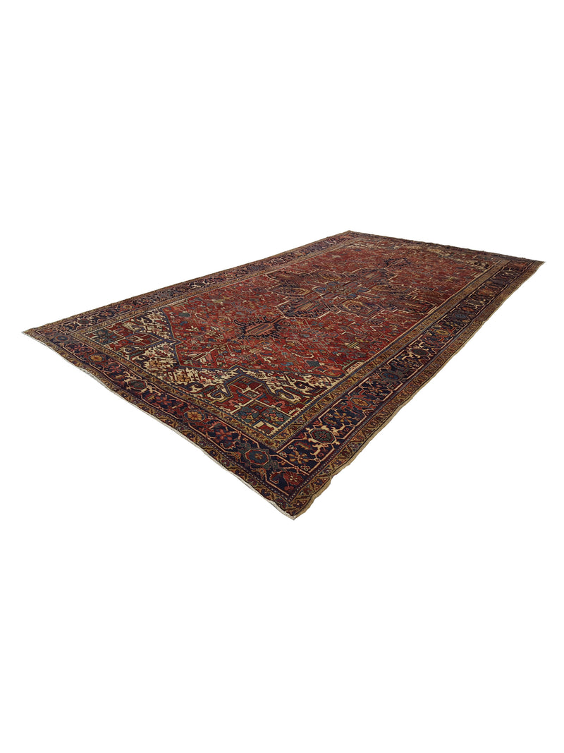 Fasa Antique Heriz 3587 Rust Indigo Traditional Antique Rug