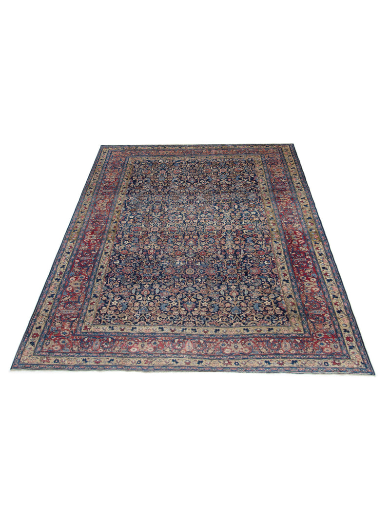 Fasa Antique Mashad 3623 Indigo Burgundy Traditional Antique Rug