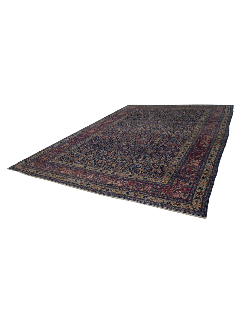 Fasa Antique Mashad 3623 Indigo Burgundy Traditional Antique Rug