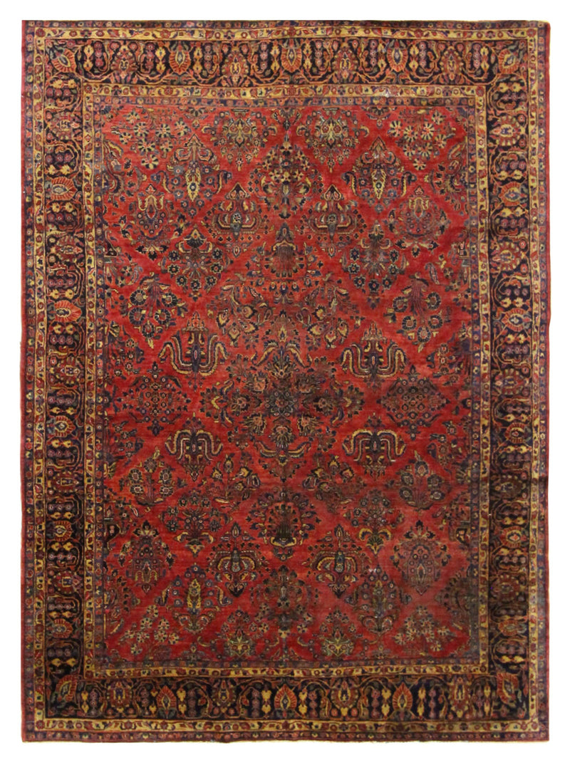 Fasa Antique Sarouk  Rust Burgundy Traditional