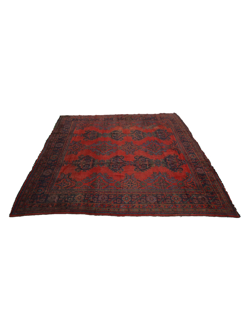 Fasa Antique Ushak 3638 Rust Indigo Traditional Antique Rug