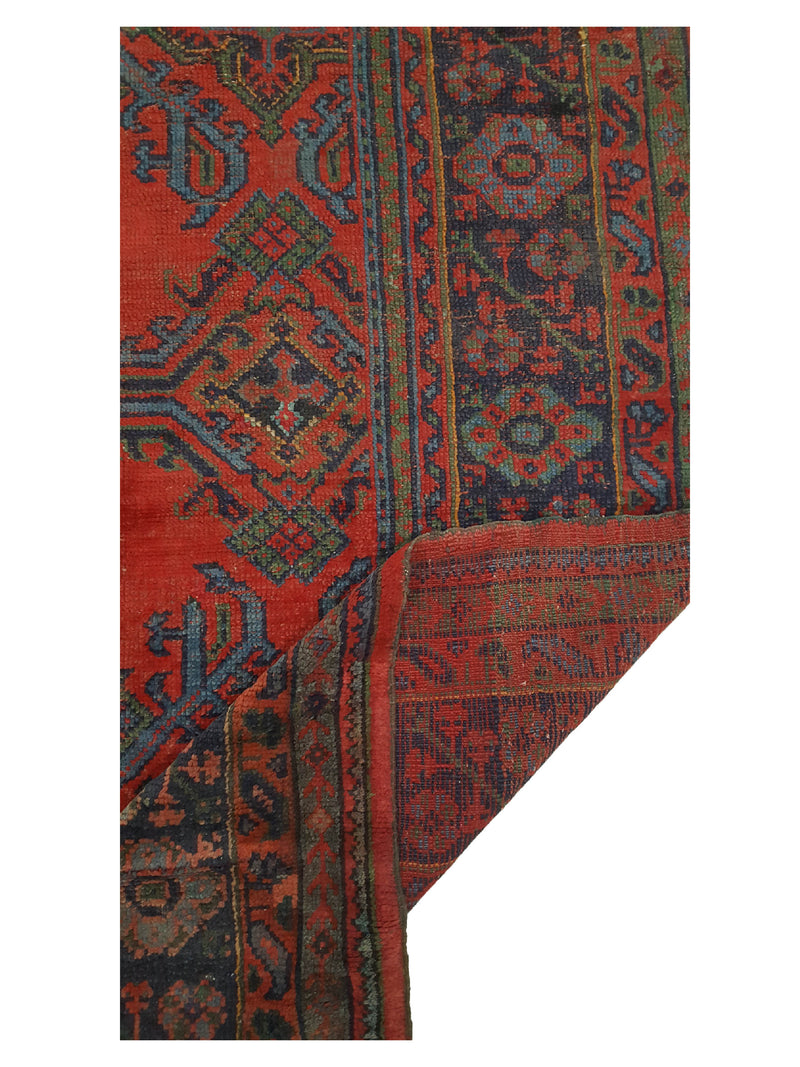 Fasa Antique Ushak 3638 Rust Indigo Traditional Antique Rug