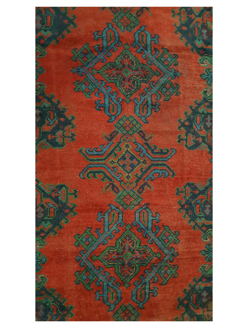 Fasa Antique Ushak 3638 Rust Indigo Traditional Antique Rug