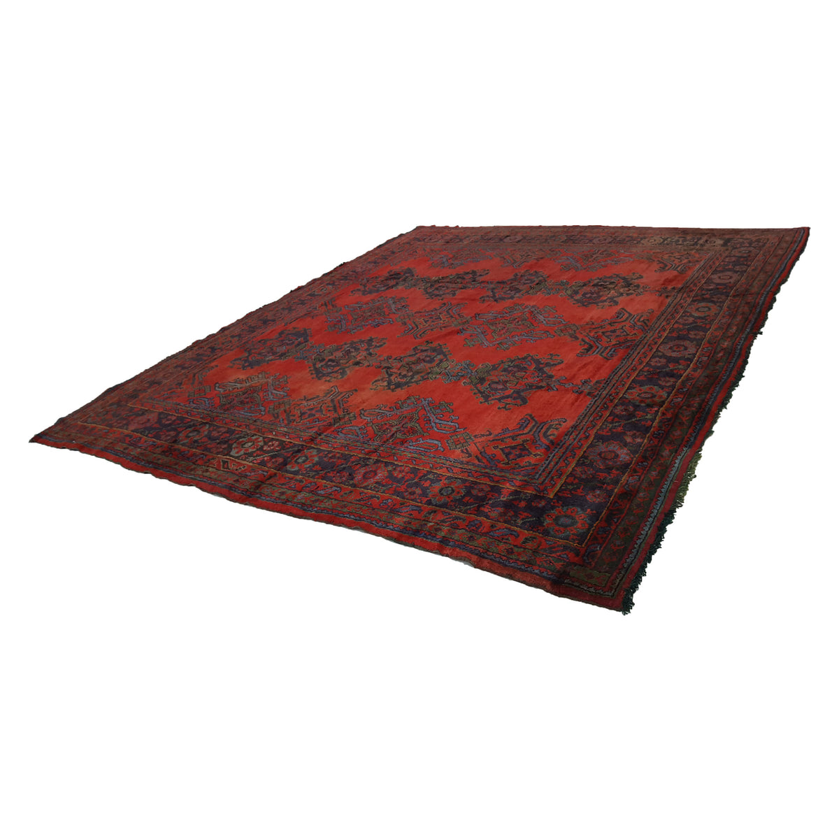 Fasa Antique Ushak 3638 Rust Indigo Traditional Antique Rug