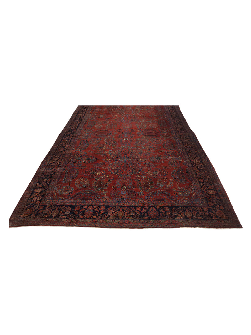 Fasa Antique Sarouk 3713 Rust Navy Traditional Antique Rug
