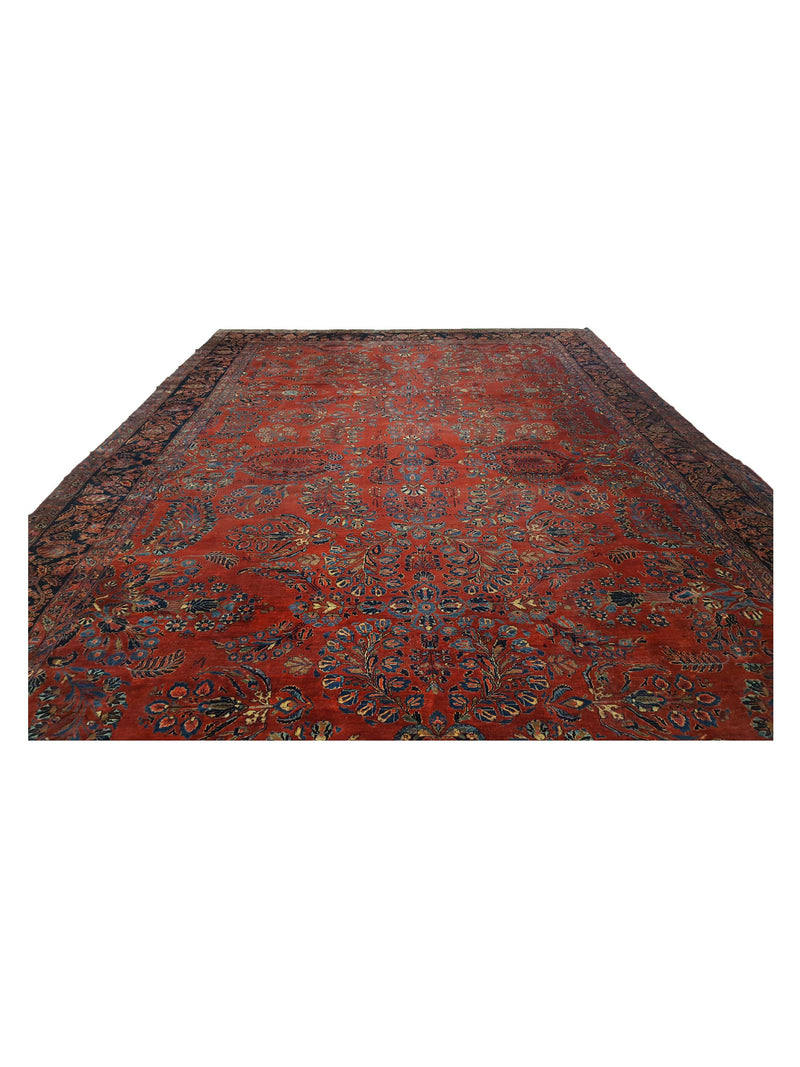 Fasa Antique Sarouk 3713 Rust Navy Traditional Antique Rug