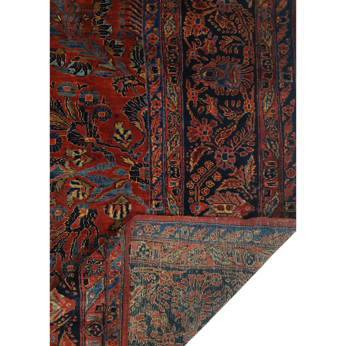Fasa Antique Sarouk 3713 Rust Navy Traditional Antique Rug