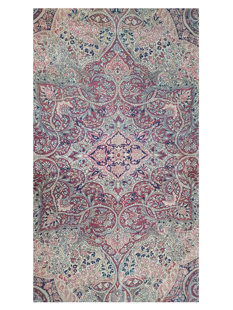 Fasa Antique Raver Kerman 3714 Coral Multi Traditional Antique Rug