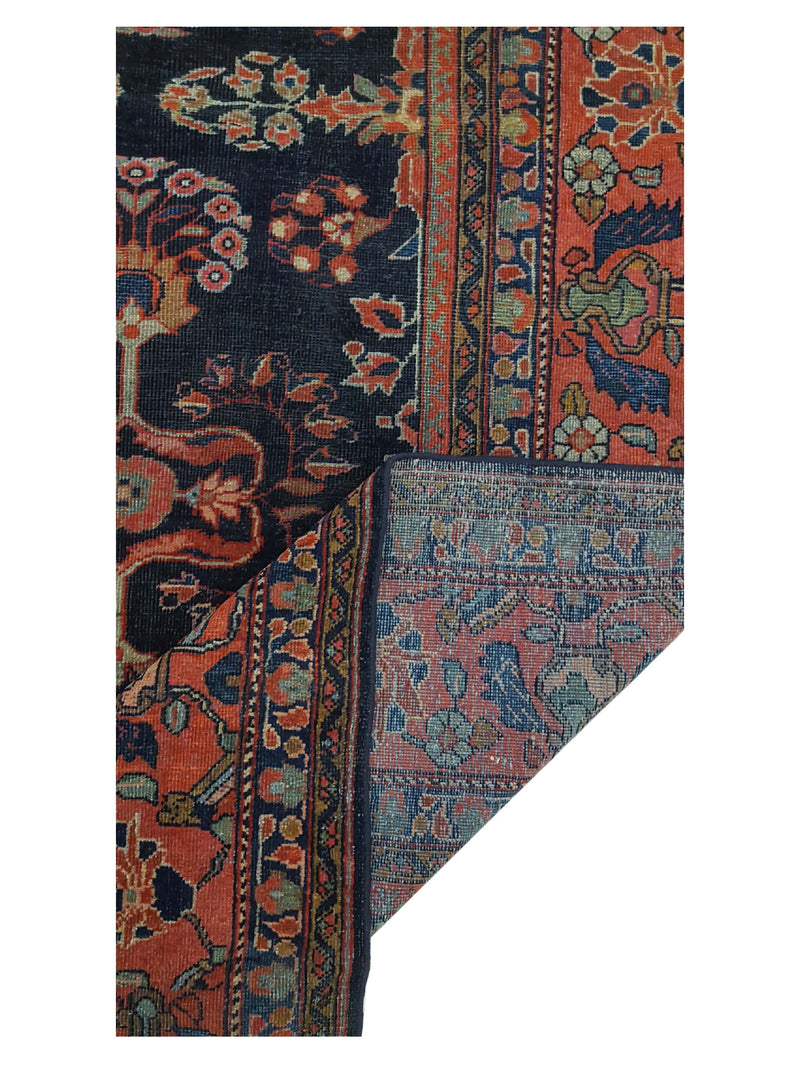 Fasa Antique Mahal 3717 Indigo Coral Traditional Antique Rug