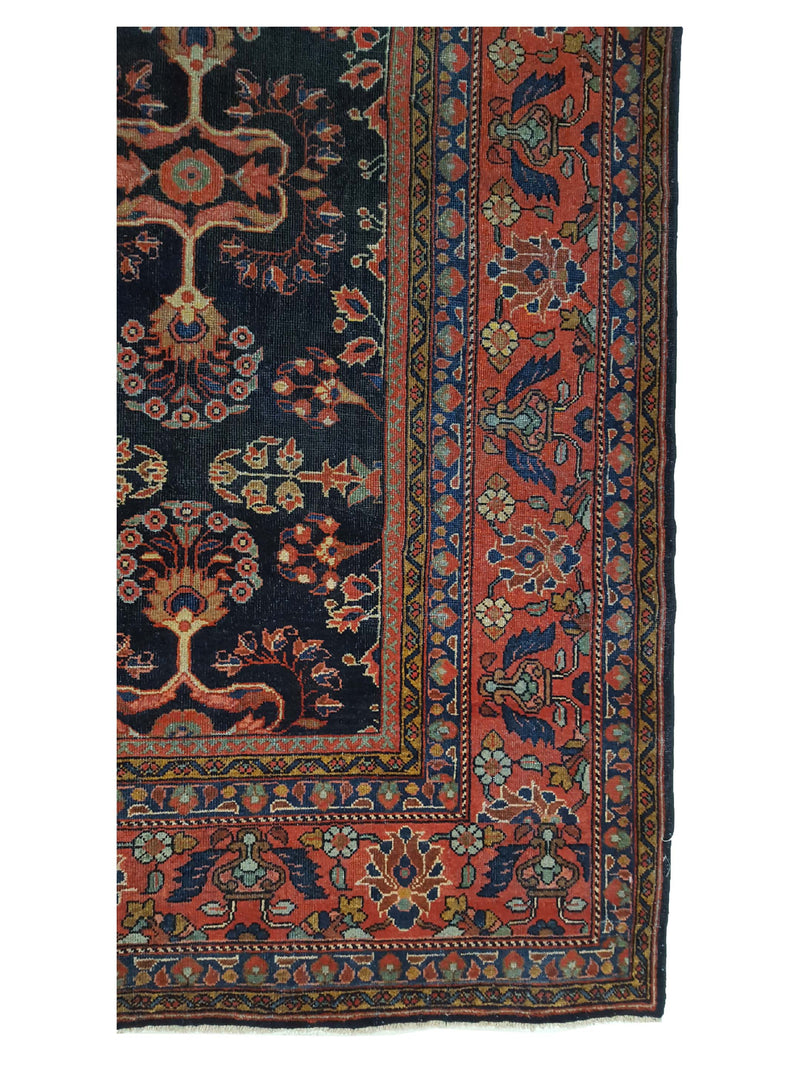 Fasa Antique Mahal 3717 Indigo Coral Traditional Antique Rug