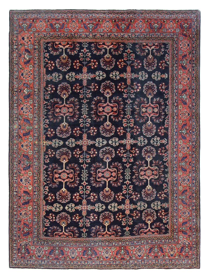 Fasa Antique Mahal  Indigo Coral Traditional