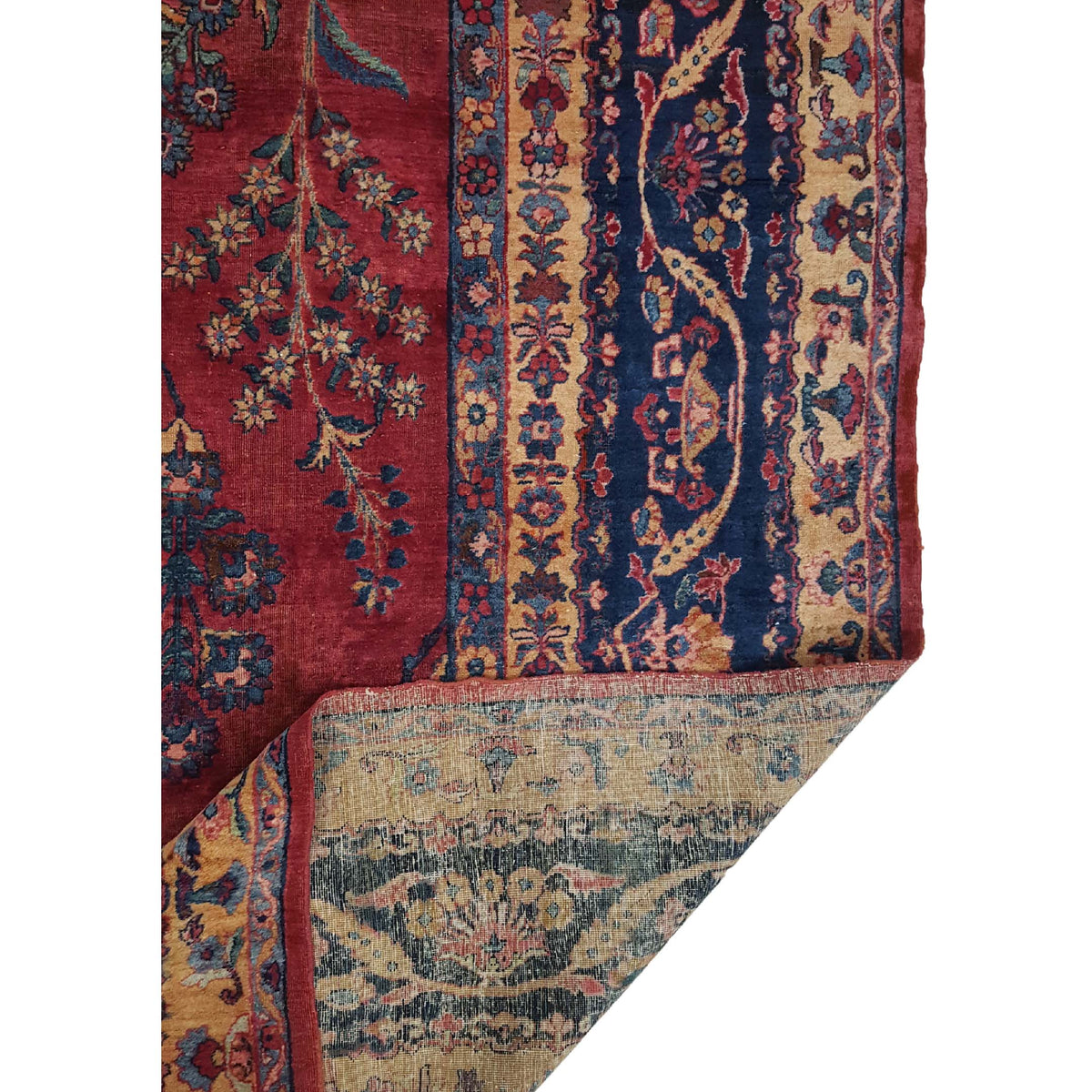 Fasa Antique Kerman 3772 Rust Indigo Traditional Antique Rug