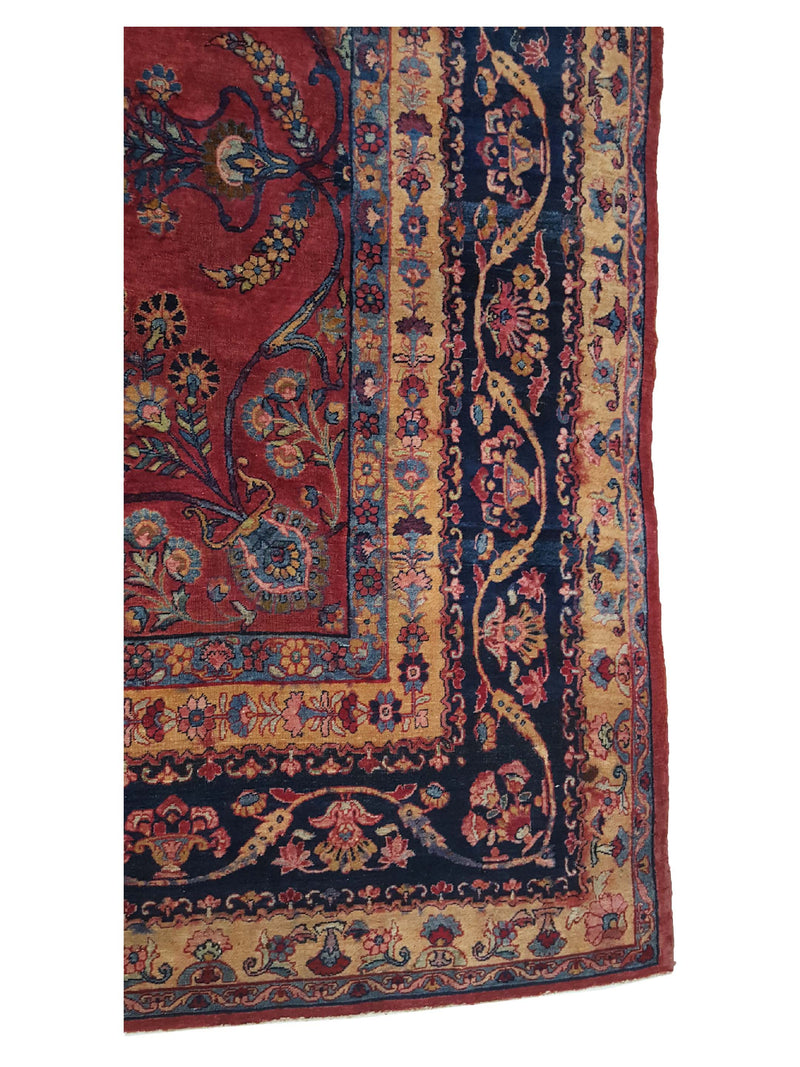 Fasa Antique Kerman 3772 Rust Indigo Traditional Antique Rug
