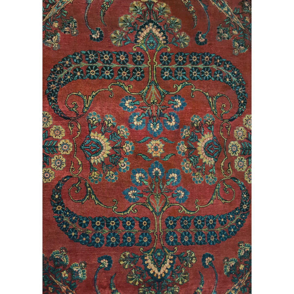 Fasa Antique Kerman 3772 Rust Indigo Traditional Antique Rug