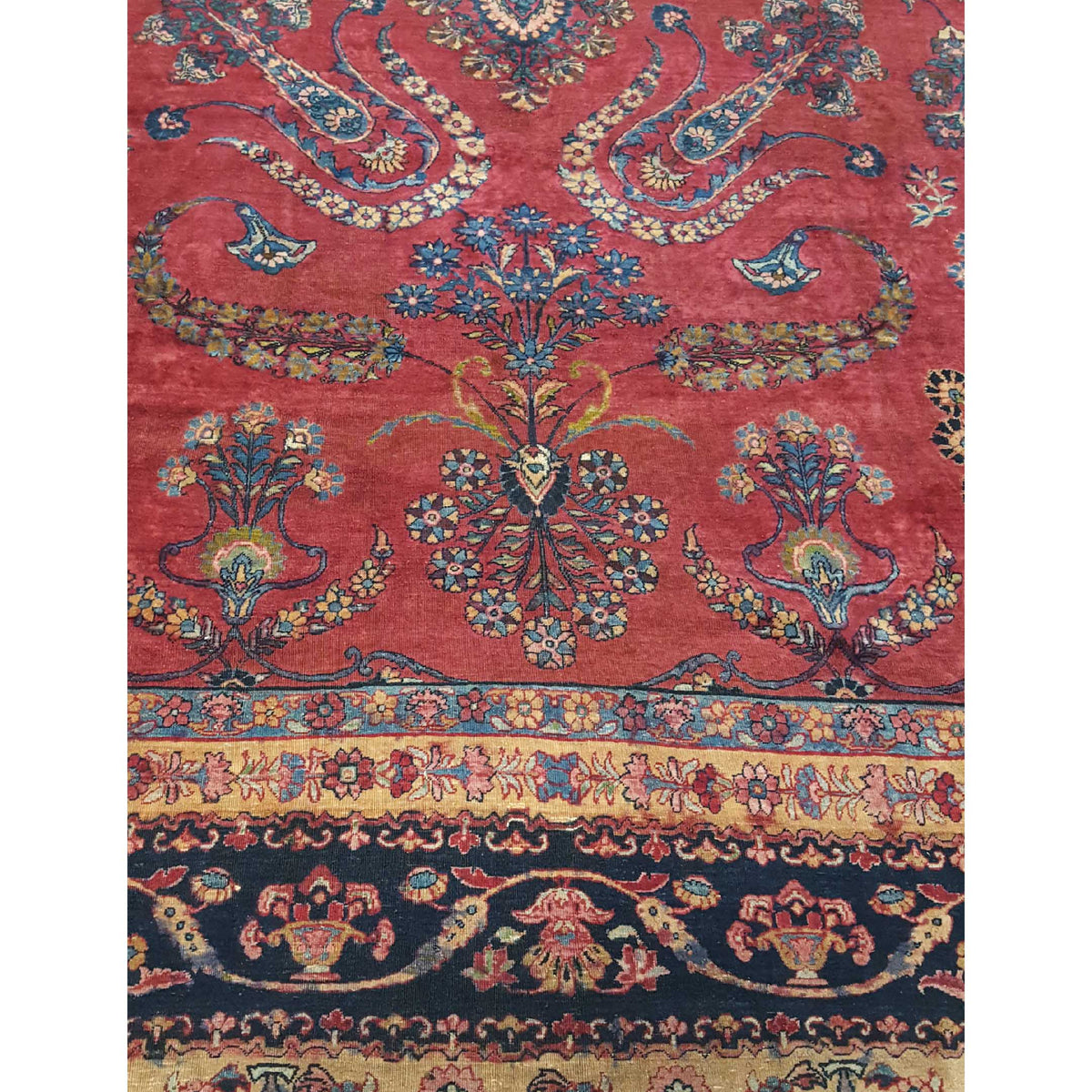 Fasa Antique Kerman 3772 Rust Indigo Traditional Antique Rug