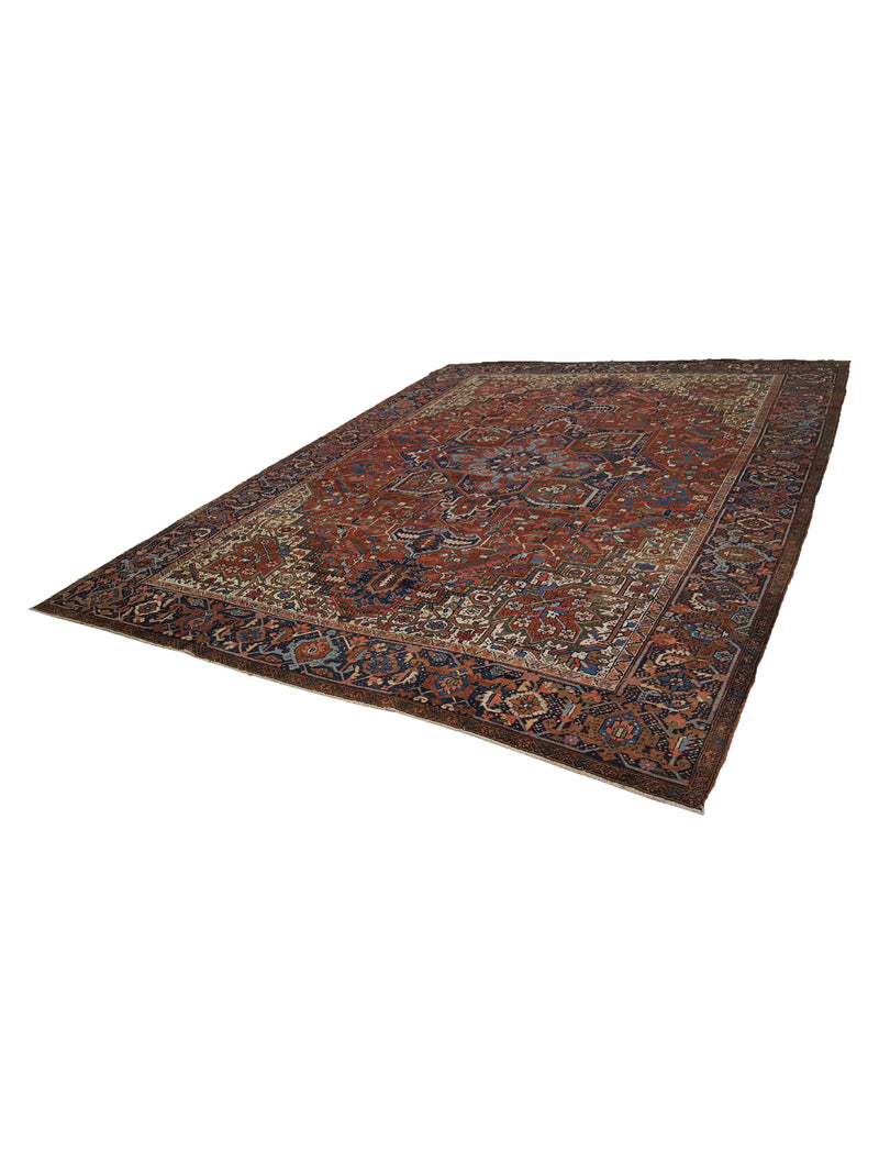 Fasa Antique Heriz 3776 Rust Navy Traditional Antique Rug