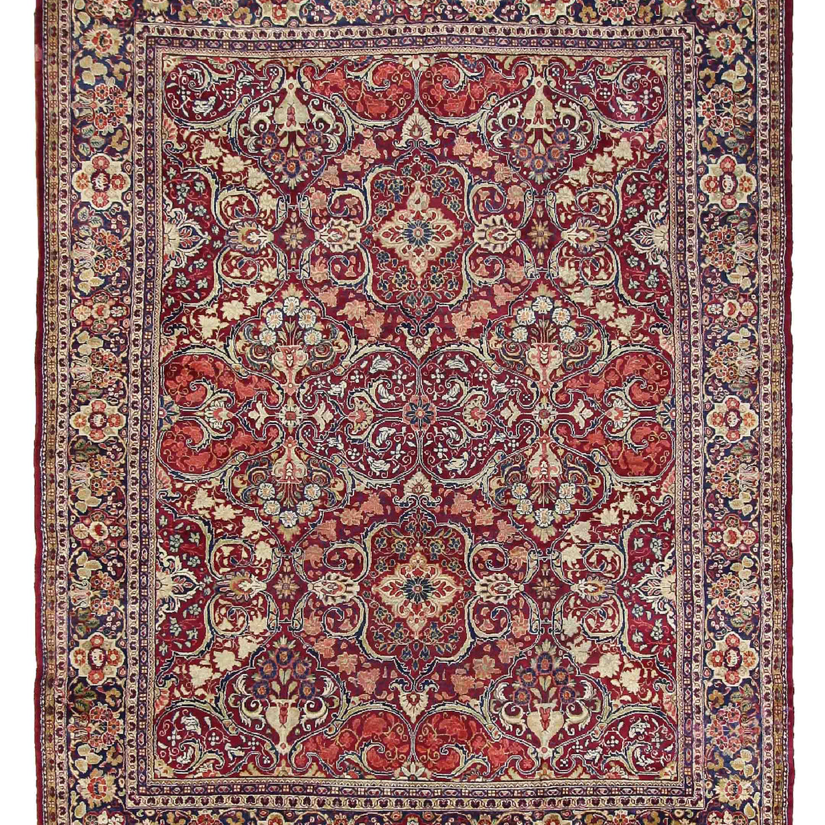 Fasa Antique Mahal  Burgundy Coral Traditional