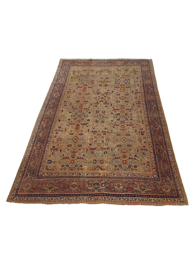 Fasa Antique Sultanabad 4018 Green Rust Traditional Antique Rug
