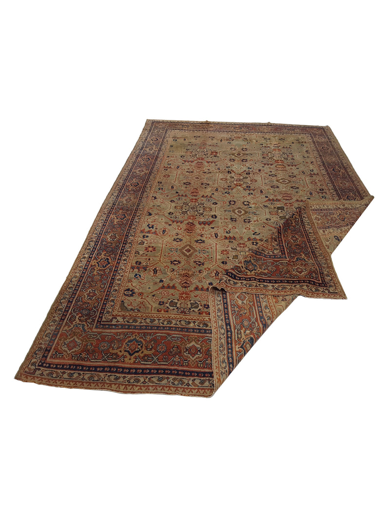 Fasa Antique Sultanabad 4018 Green Rust Traditional Antique Rug
