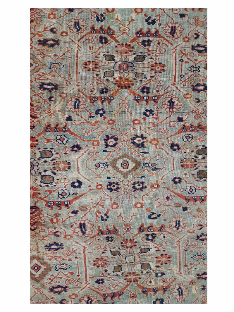 Fasa Antique Sultanabad 4018 Green Rust Traditional Antique Rug