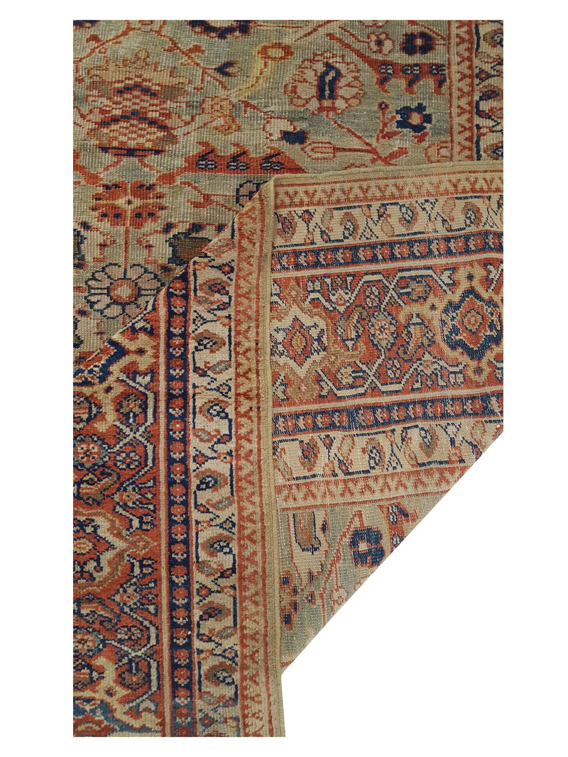 Fasa Antique Sultanabad 4018 Green Rust Traditional Antique Rug