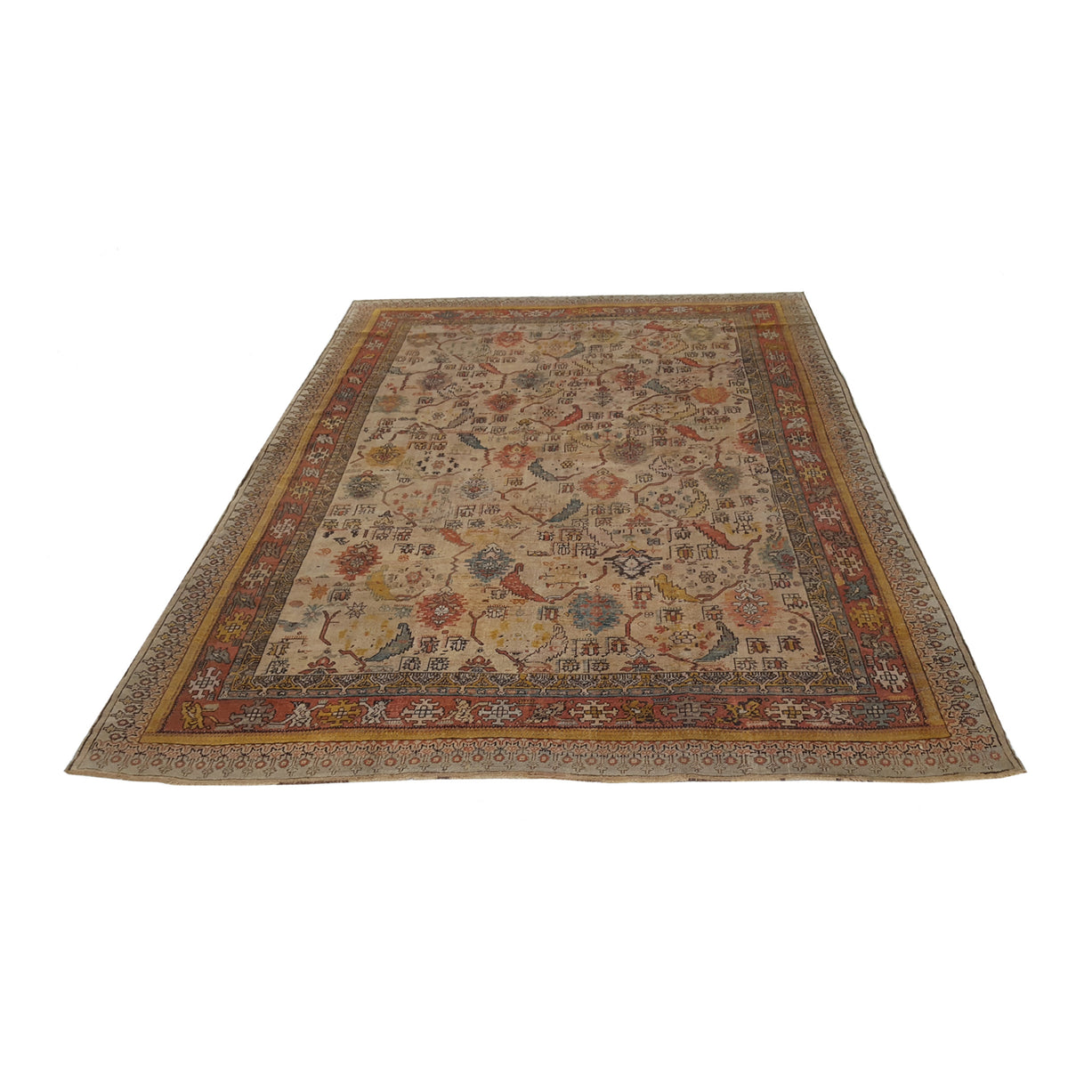 Fasa Antique Ushak 4019 Ivory Multi Traditional Antique Rug