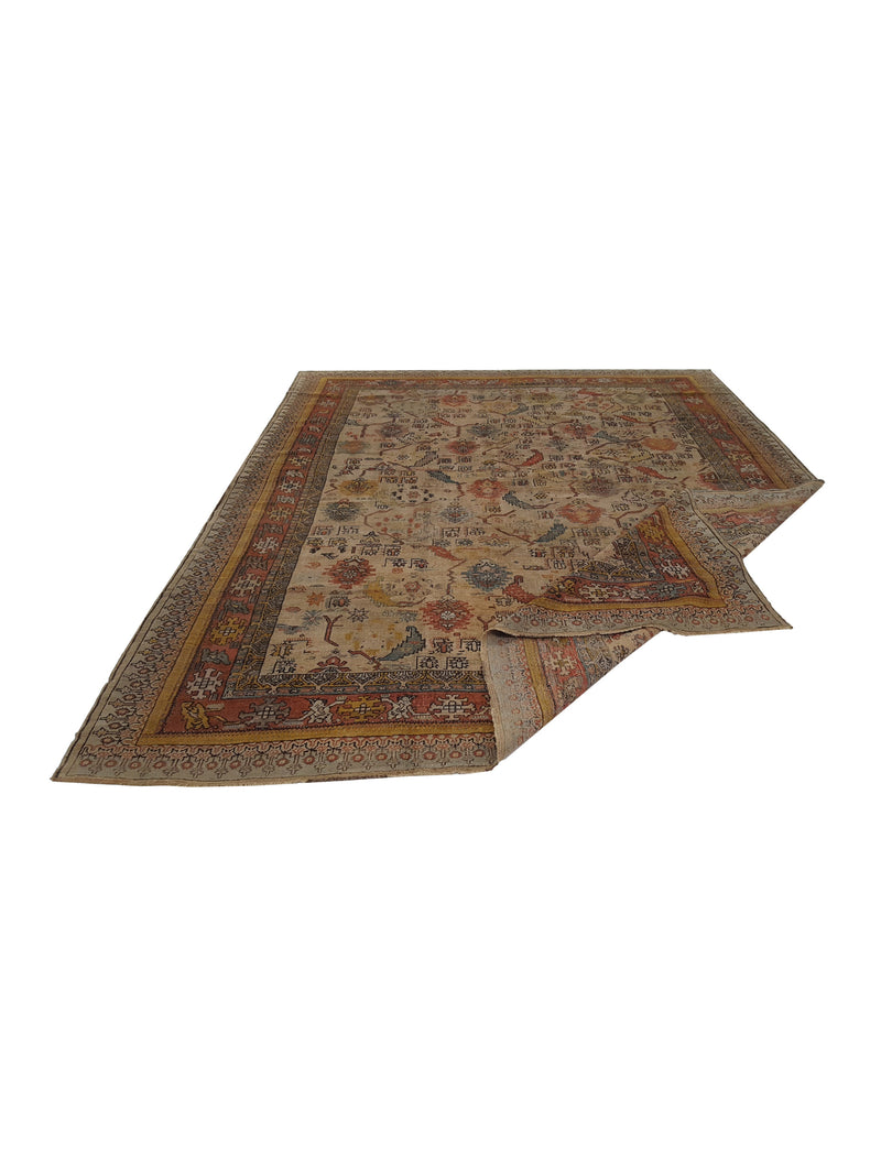 Fasa Antique Ushak 4019 Ivory Multi Traditional Antique Rug