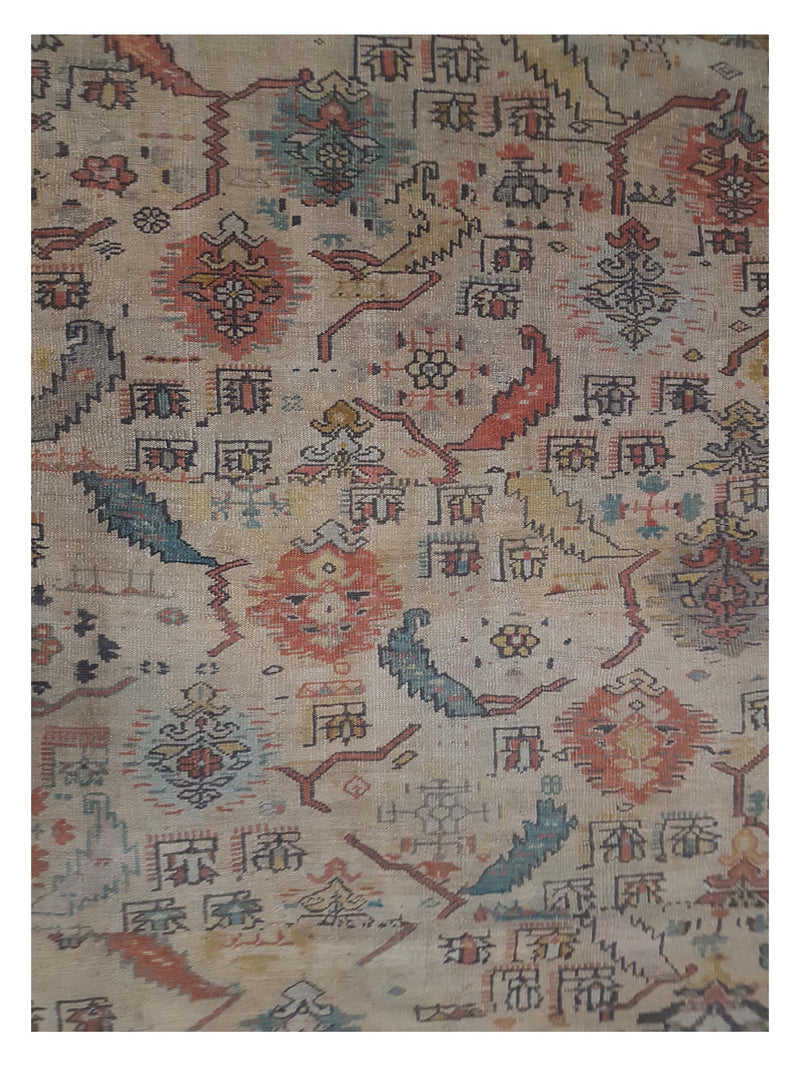 Fasa Antique Ushak 4019 Ivory Multi Traditional Antique Rug