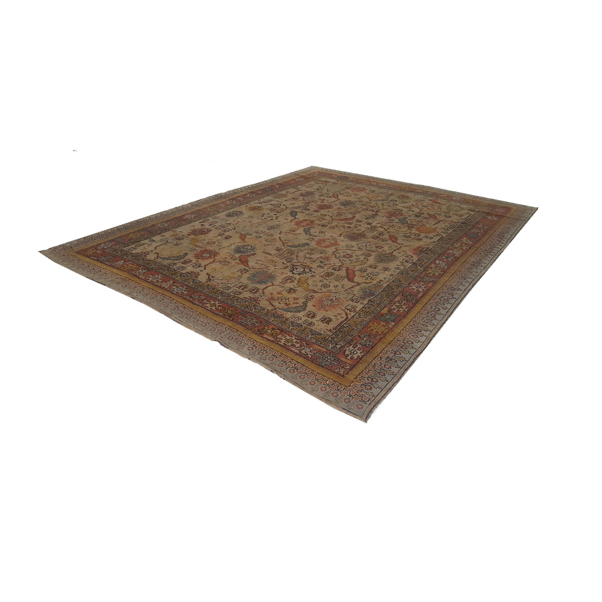 Fasa Antique Ushak 4019 Ivory Multi Traditional Antique Rug