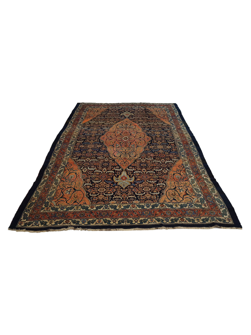 Fasa Antique Bijar 4020 Indigo Ivory Traditional Antique Rug
