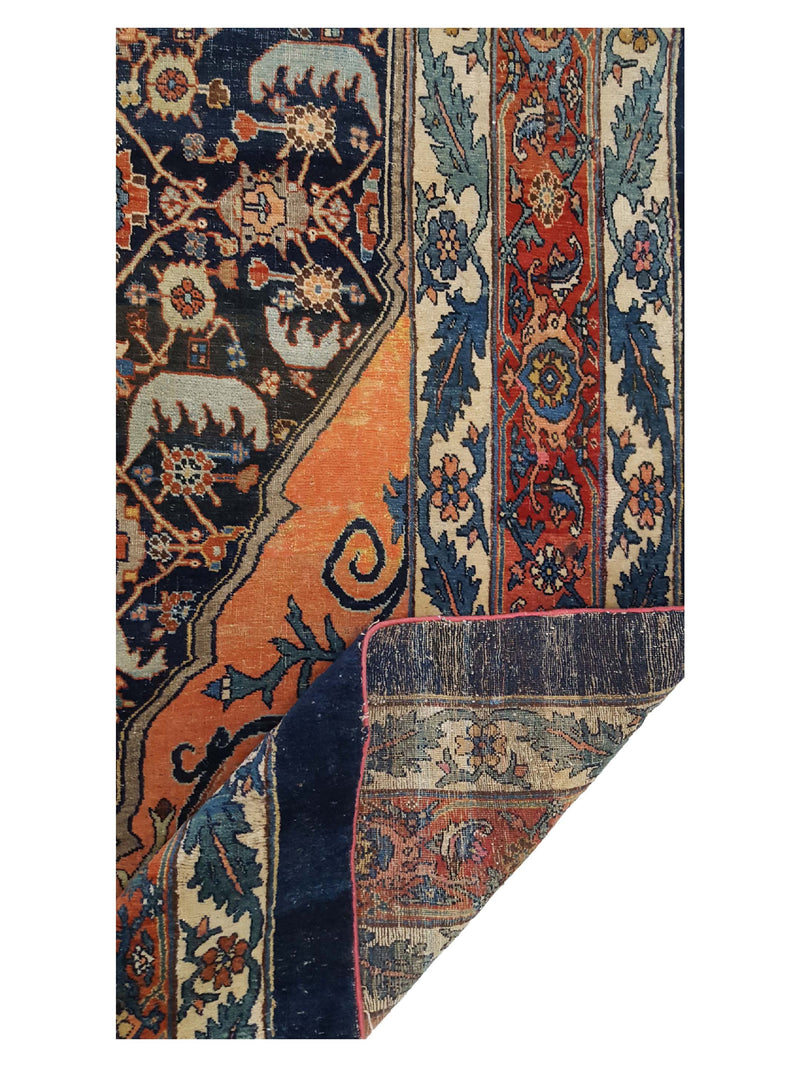 Fasa Antique Bijar 4020 Indigo Ivory Traditional Antique Rug