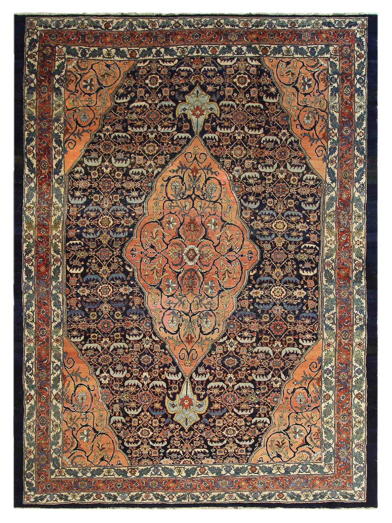 Fasa Antique Bijar  Indigo Ivory Traditional