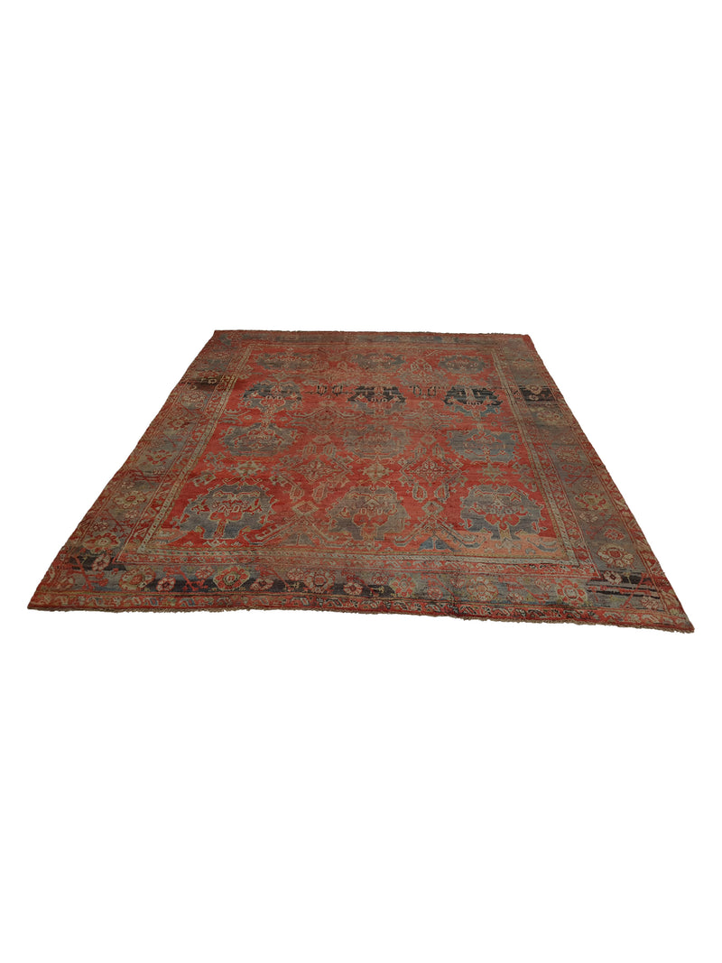 Fasa Antique Ushak 4030 Rust Green Traditional Antique Rug