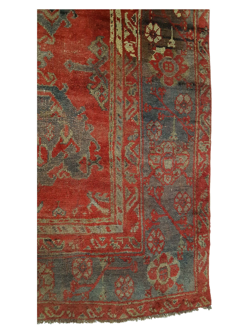 Fasa Antique Ushak 4030 Rust Green Traditional Antique Rug
