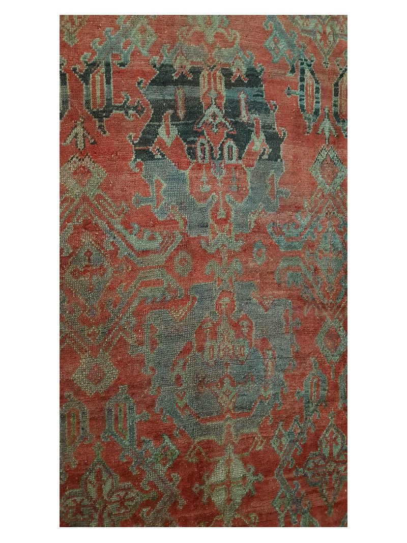 Fasa Antique Ushak 4030 Rust Green Traditional Antique Rug