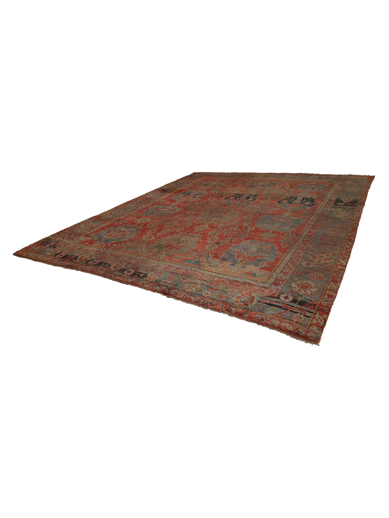 Fasa Antique Ushak 4030 Rust Green Traditional Antique Rug