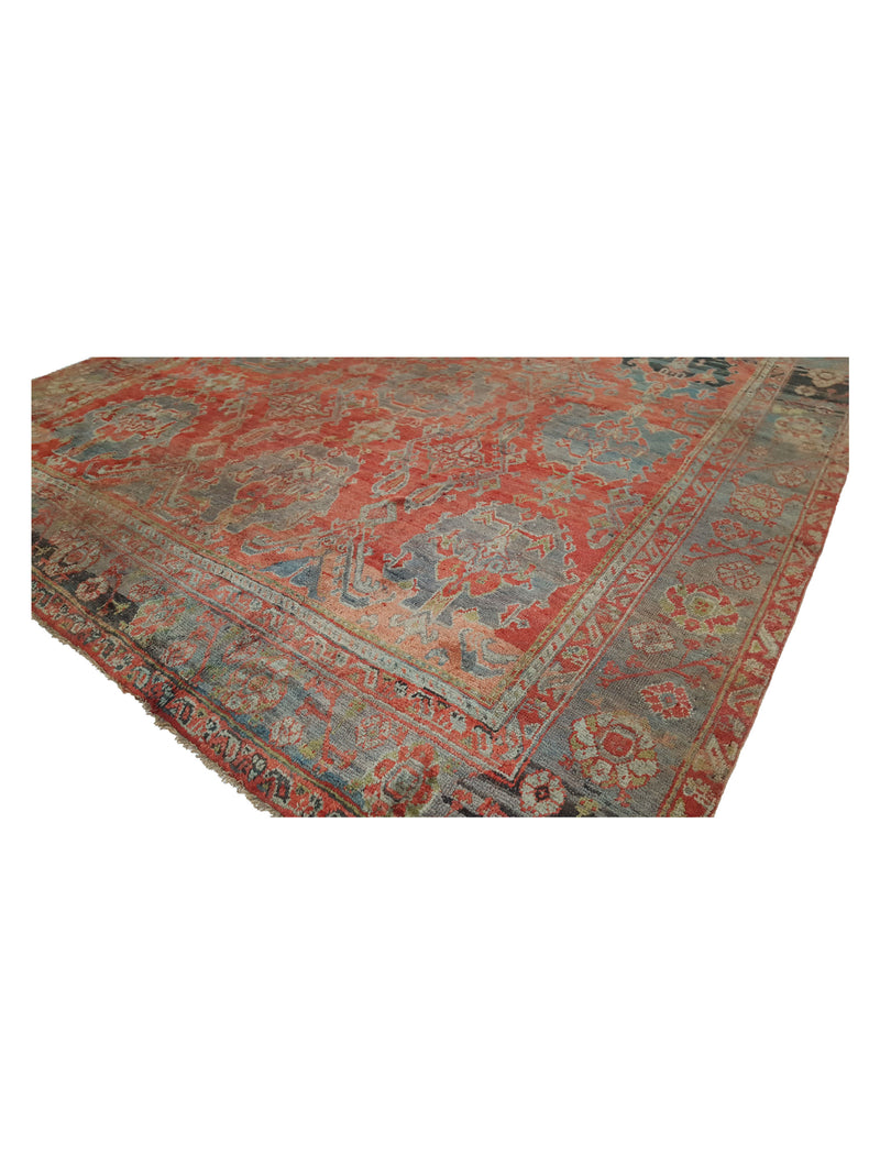 Fasa Antique Ushak 4030 Rust Green Traditional Antique Rug