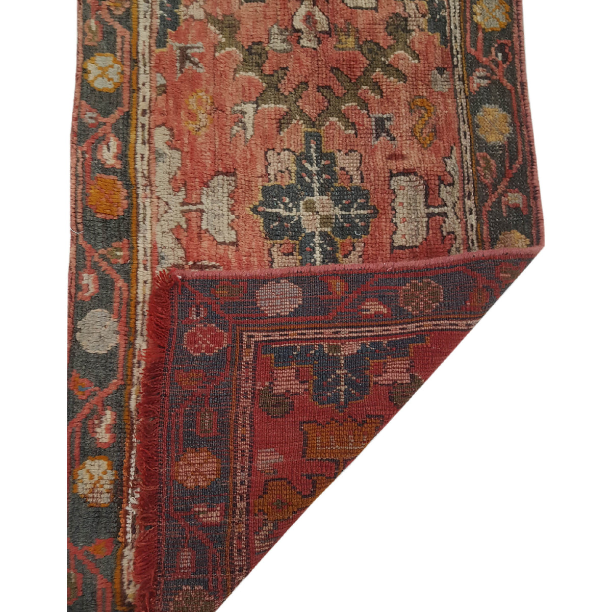 Fasa Antique Ushak 4034 Coral Grey Traditional Antique Rug