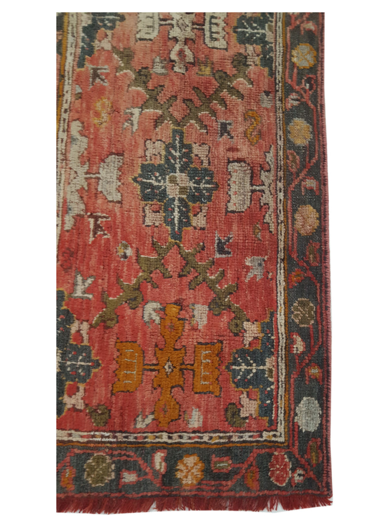 Fasa Antique Ushak 4034 Coral Grey Traditional Antique Rug