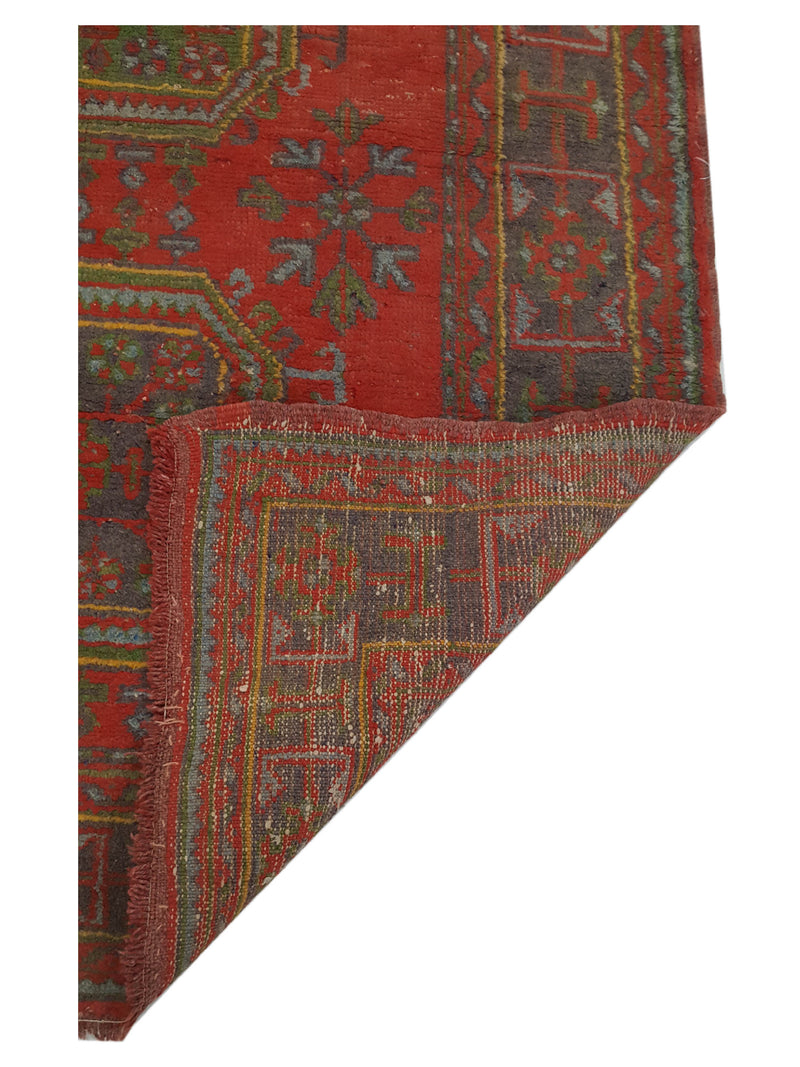 Fasa Antique Ushak 4041 Rust Green Traditional Antique Rug